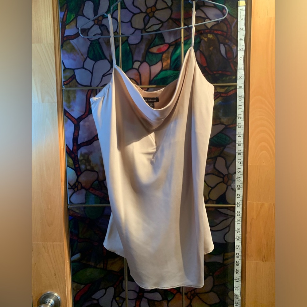 Large Le Chateau champagne colour silky tank top.